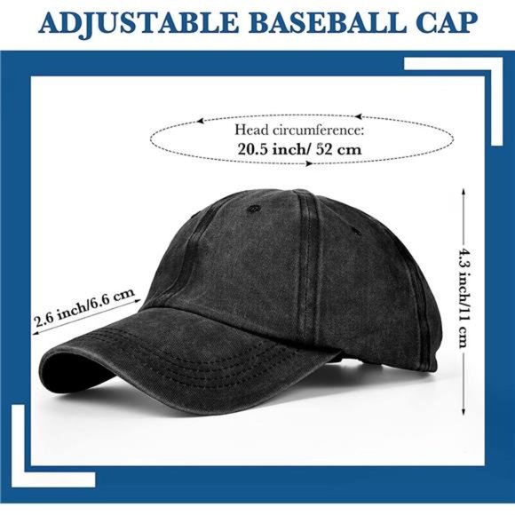 12 Pcs Baseball Caps for Women Men Washed Baseball Hat Adjustable Cotton - Picture 3 of 7